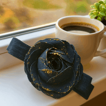 Denim Rose Hair Clip Pattern – Upcycled Fabric Flower Barrette PDF DIY