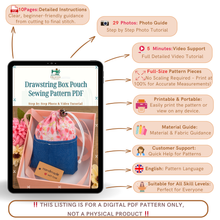Drawstring Box Pouch Sewing Pattern – Mini Fabric Bag PDF Tutorial for Beginners