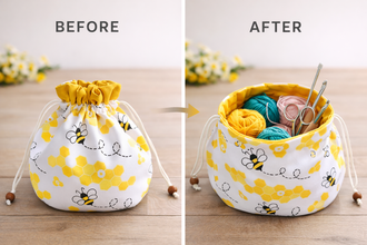 Drawstring Bag Sewing Pattern PDF For Lined Fabric Pouch Organizer Makeup Storage