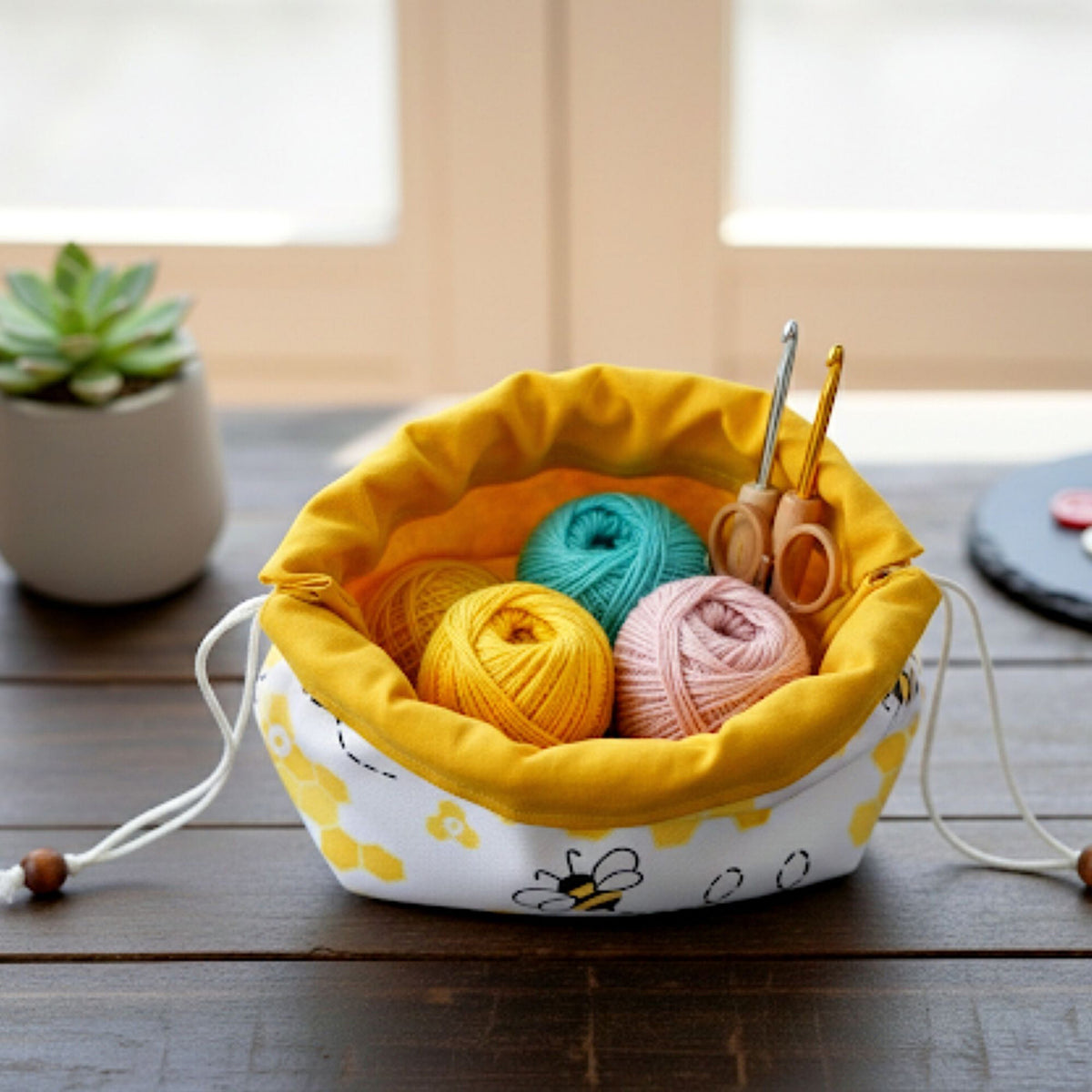 Drawstring Bag Sewing Pattern PDF For Lined Fabric Pouch Organizer Makeup Storage