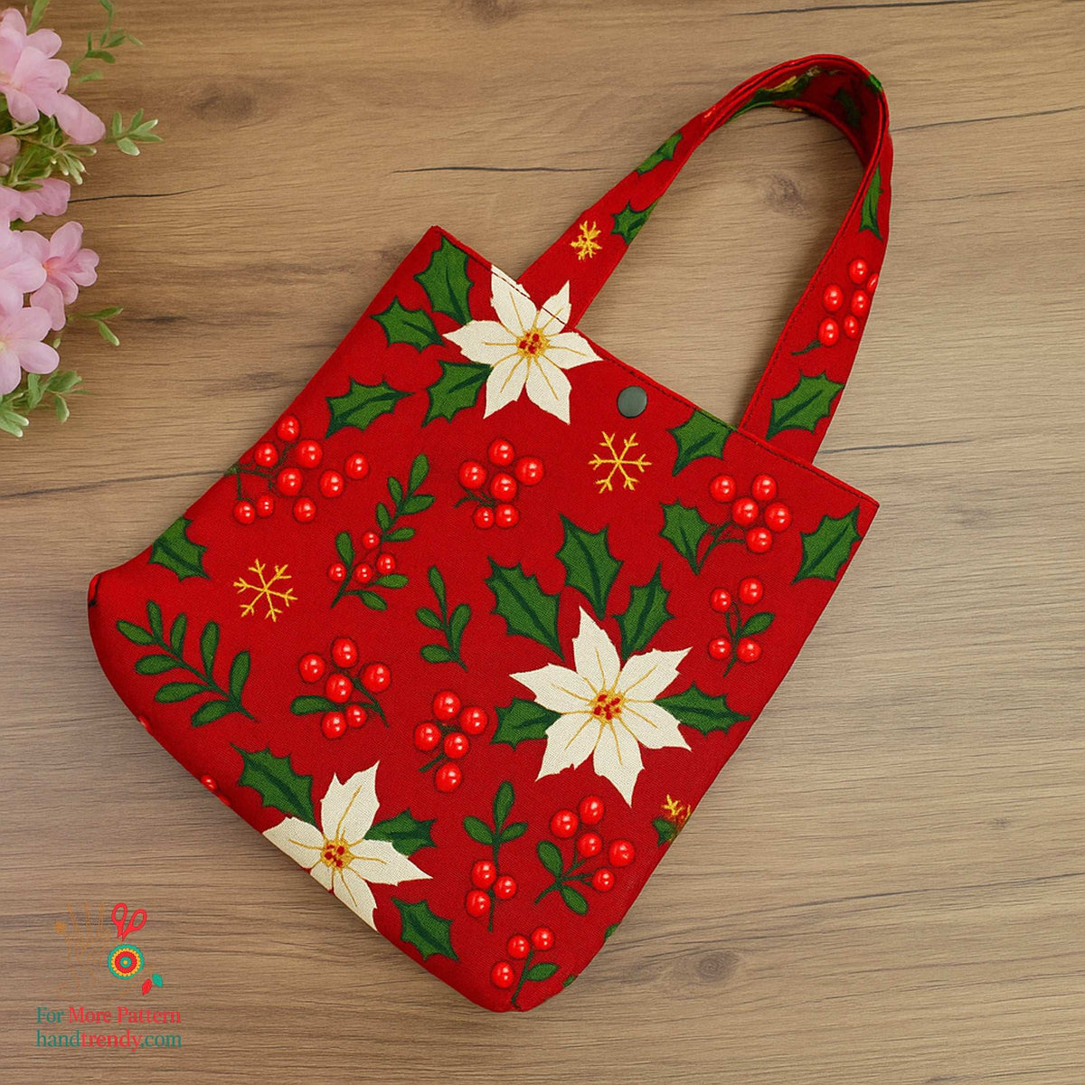 Floral Mini Tote Bag Sewing Pattern – Reversible Fabric Bag PDF Tutorial for Beginners - Hand Trendy