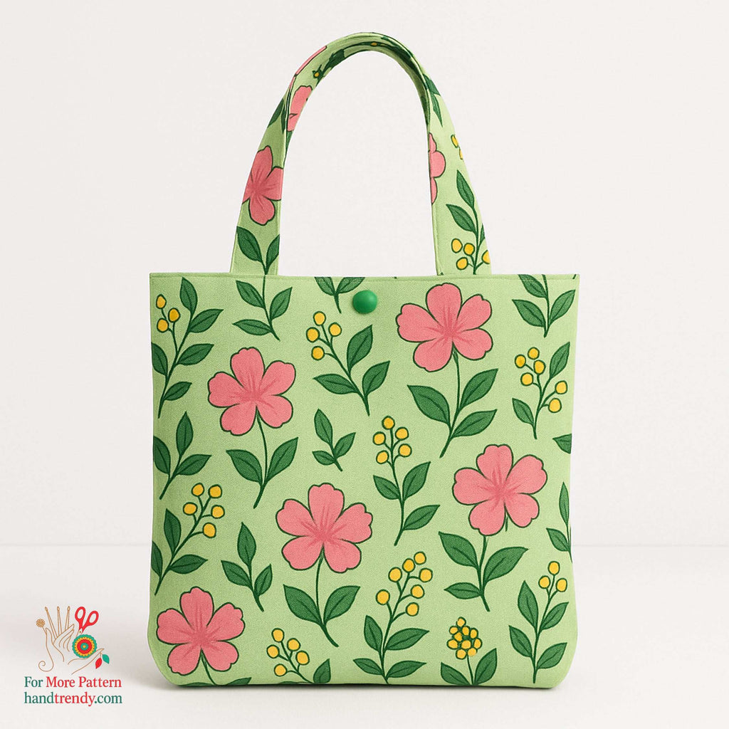 Floral Mini Tote Bag Sewing Pattern – Reversible Fabric Bag PDF Tutorial for Beginners - Hand Trendy