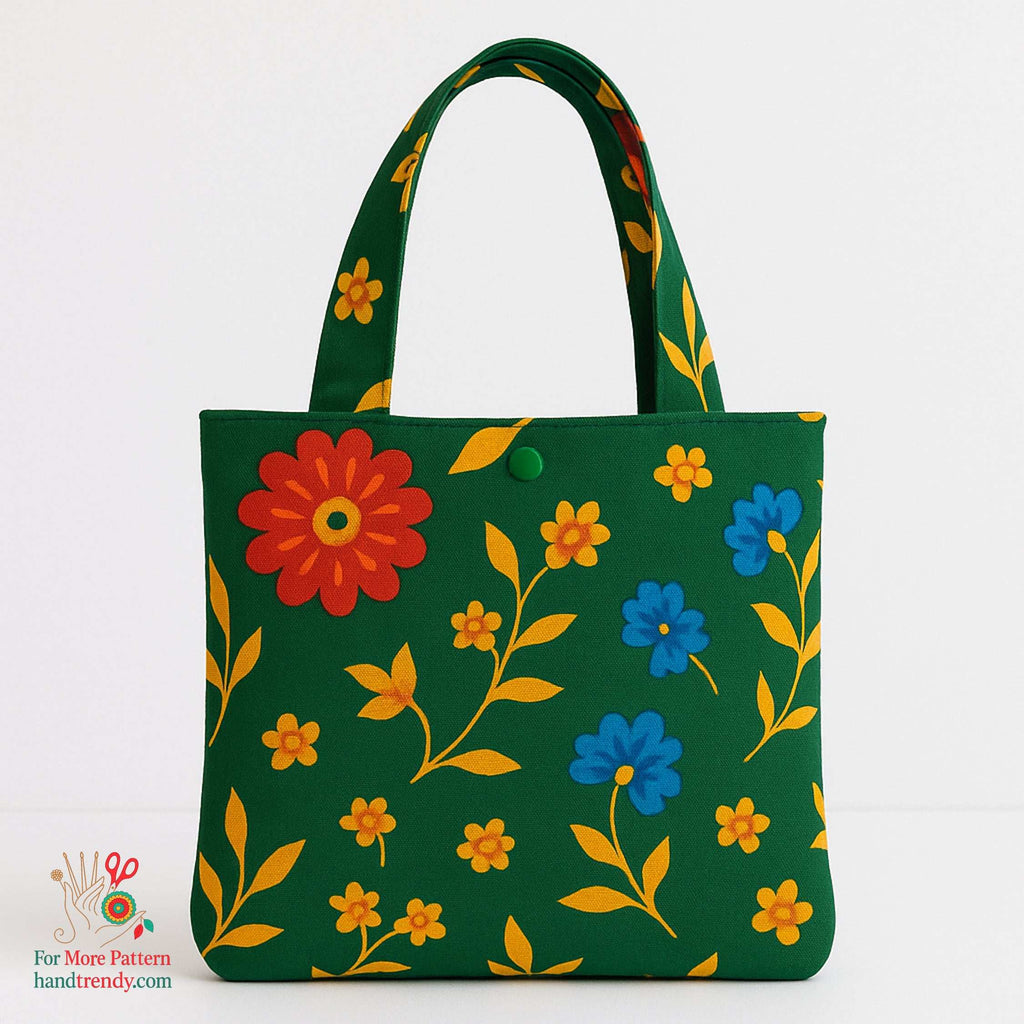 Floral Mini Tote Bag Sewing Pattern – Reversible Fabric Bag PDF Tutorial for Beginners - Hand Trendy