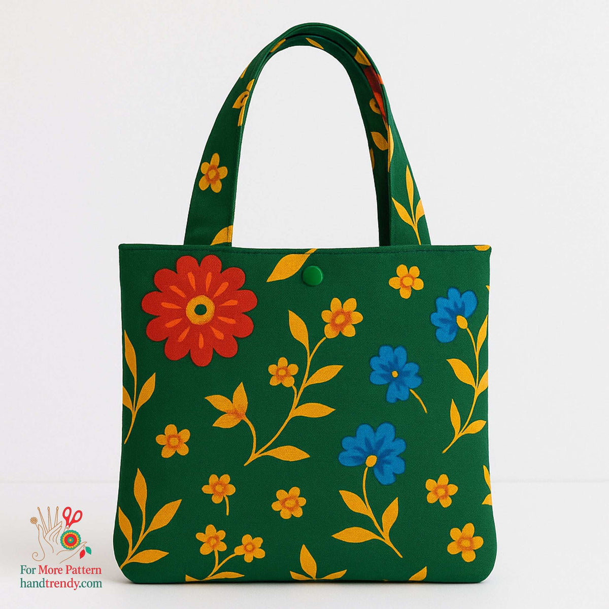 Floral Mini Tote Bag Sewing Pattern – Reversible Fabric Bag PDF Tutorial for Beginners - Hand Trendy