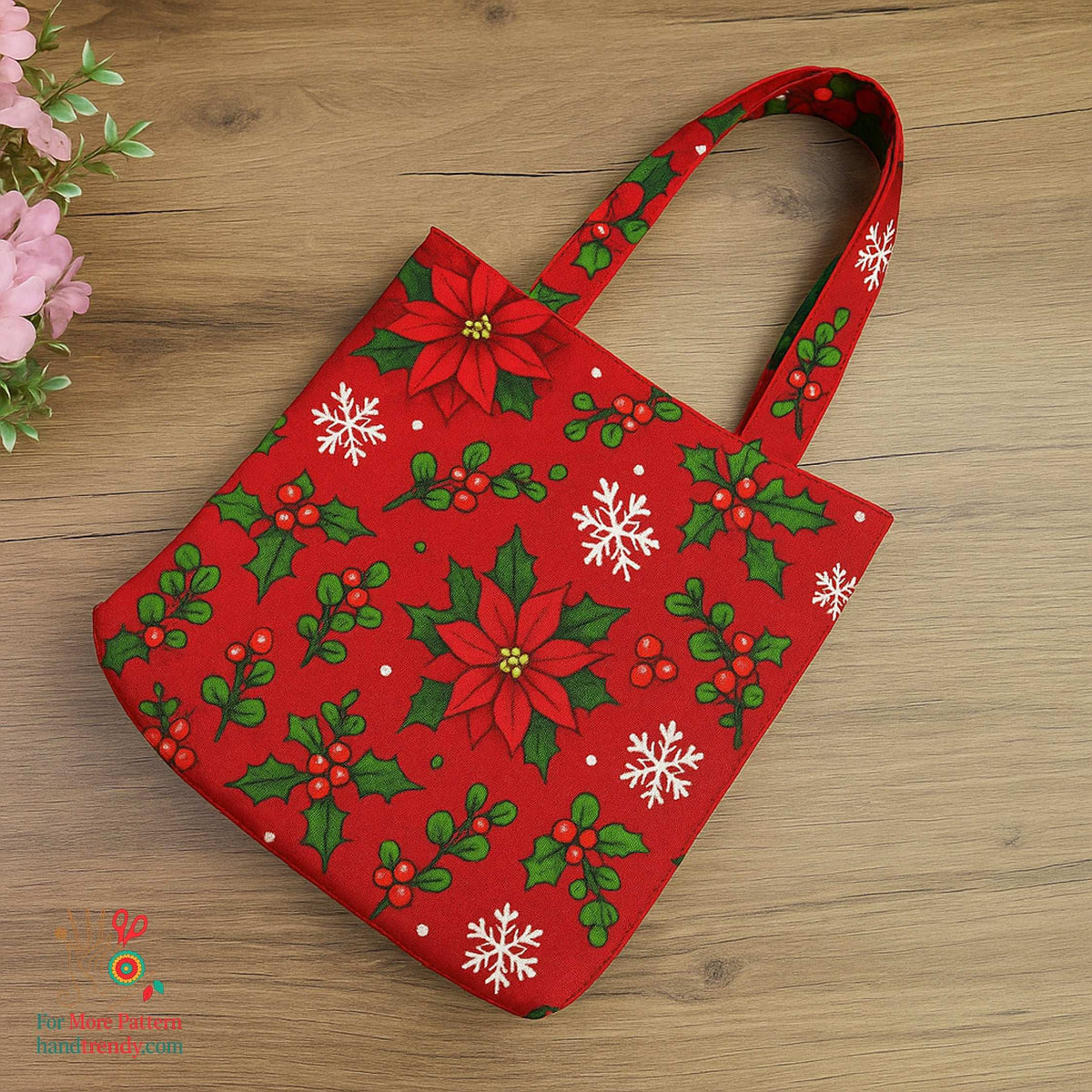 Floral Mini Tote Bag Sewing Pattern – Reversible Fabric Bag PDF Tutorial for Beginners - Hand Trendy