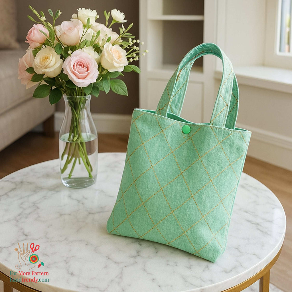 Floral Mini Tote Bag Sewing Pattern – Reversible Fabric Bag PDF Tutorial for Beginners - Hand Trendy