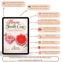 Folding Needle Case Pattern PDF Sewing Tutorial With Flower Pin Cushion Organizer For Travel