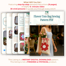 Flower Tote Bag Sewing Pattern PDF, DIY Fabric Flower Tote Bag Tutorial