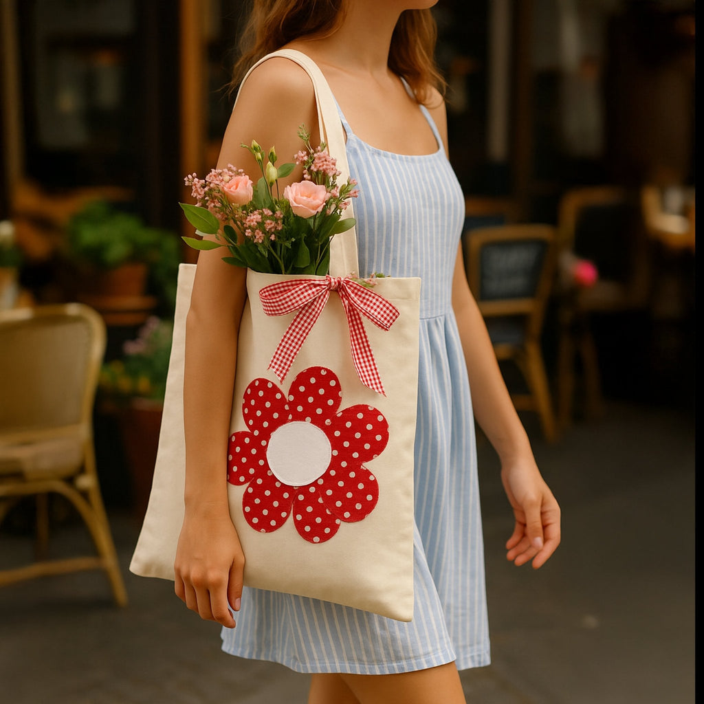 Flower Tote Bag Sewing Pattern PDF, DIY Fabric Flower Tote Bag Tutorial - Hand Trendy