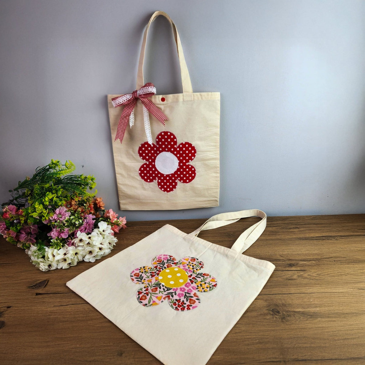 Flower Tote Bag Sewing Pattern PDF, DIY Fabric Flower Tote Bag Tutorial - Hand Trendy