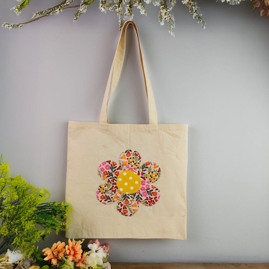 Flower Tote Bag Sewing Pattern PDF, DIY Fabric Flower Tote Bag Tutorial - Hand Trendy