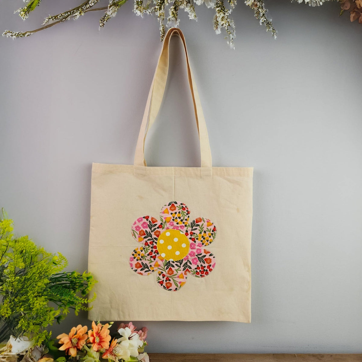 Flower Tote Bag Sewing Pattern PDF, DIY Fabric Flower Tote Bag Tutorial - Hand Trendy