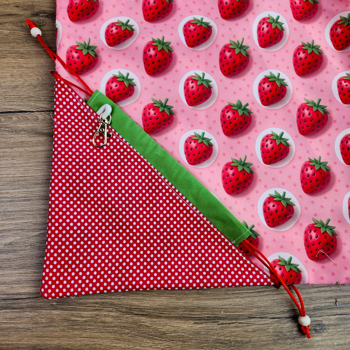 Foldable Strawberry Tote Bag Sewing Pattern PDF – Drawstring Pouch Design - Hand Trendy