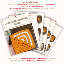 Geometric Crochet Coaster Pattern PDF – Modern Mug Mat Tutorial – Handmade Home Decor Crochet Design