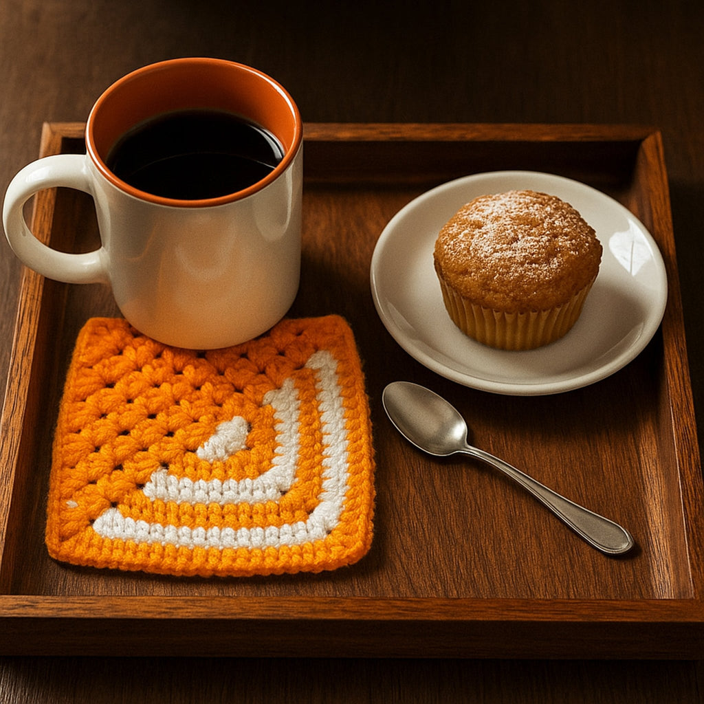 Geometric Crochet Coaster Pattern PDF – Modern Mug Mat Tutorial – Handmade Home Decor Crochet Design - Hand Trendy