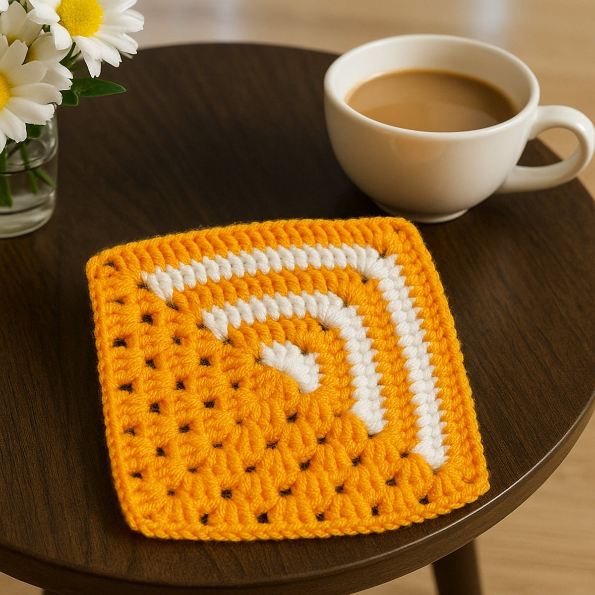 Geometric Crochet Coaster Pattern PDF – Modern Mug Mat Tutorial – Handmade Home Decor Crochet Design - Hand Trendy