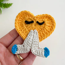Crochet Heart Keychain Pattern PDF, Cute Heart Character Charm, Folded Hands Design