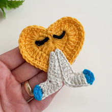 Crochet Heart Keychain Pattern PDF, Cute Heart Character Charm, Folded Hands Design