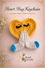 Crochet Heart Keychain Pattern PDF, Cute Heart Character Charm, Folded Hands Design