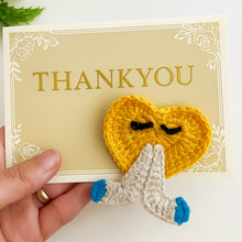 Crochet Heart Keychain Pattern PDF, Cute Heart Character Charm, Folded Hands Design