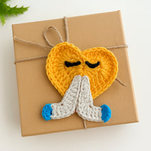 Crochet Heart Keychain Pattern PDF, Cute Heart Character Charm, Folded Hands Design