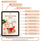 Mini Crochet Rose Bag Pattern PDF – Tiny Floral Purse Ornament Tutorial – Handmade Crochet Decor - Hand Trendy