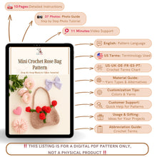 Mini Crochet Rose Bag Pattern PDF – Tiny Floral Purse Ornament Tutorial – Handmade Crochet Decor - Hand Trendy