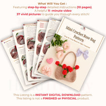 Mini Crochet Rose Bag Pattern PDF – Tiny Floral Purse Ornament Tutorial – Handmade Crochet Decor - Hand Trendy