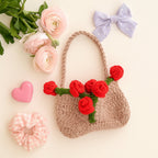 Mini Crochet Rose Bag Pattern PDF – Tiny Floral Purse Ornament Tutorial – Handmade Crochet Decor - Hand Trendy