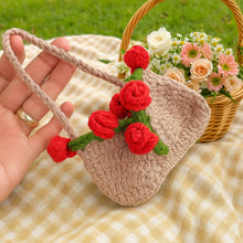Mini Crochet Rose Bag Pattern PDF – Tiny Floral Purse Ornament Tutorial – Handmade Crochet Decor - Hand Trendy