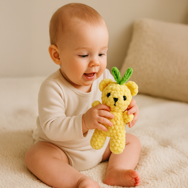Mini Plush Teddy Bear Pattern PDF, Amigurumi Small Velvet Bear Tutorial, DIY Soft Toy for Babies