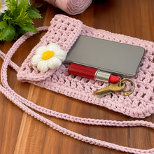 Crochet Phone Bag Pattern PDF, Daisy Crossbody Bag Tutorial, Minimalist Shoulder Purse Design