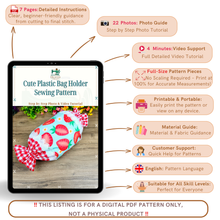 Cute Plastic Bag Holder Sewing Pattern, DIY Grocery Bag Dispenser PDF