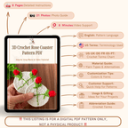 3D Crochet Rose Coaster Pattern PDF, Elegant Handmade Bloom Placemat - Hand Trendy