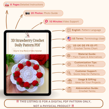 3D Strawberry Crochet Doily Pattern PDF, Unique Fruit-Themed Table Decor