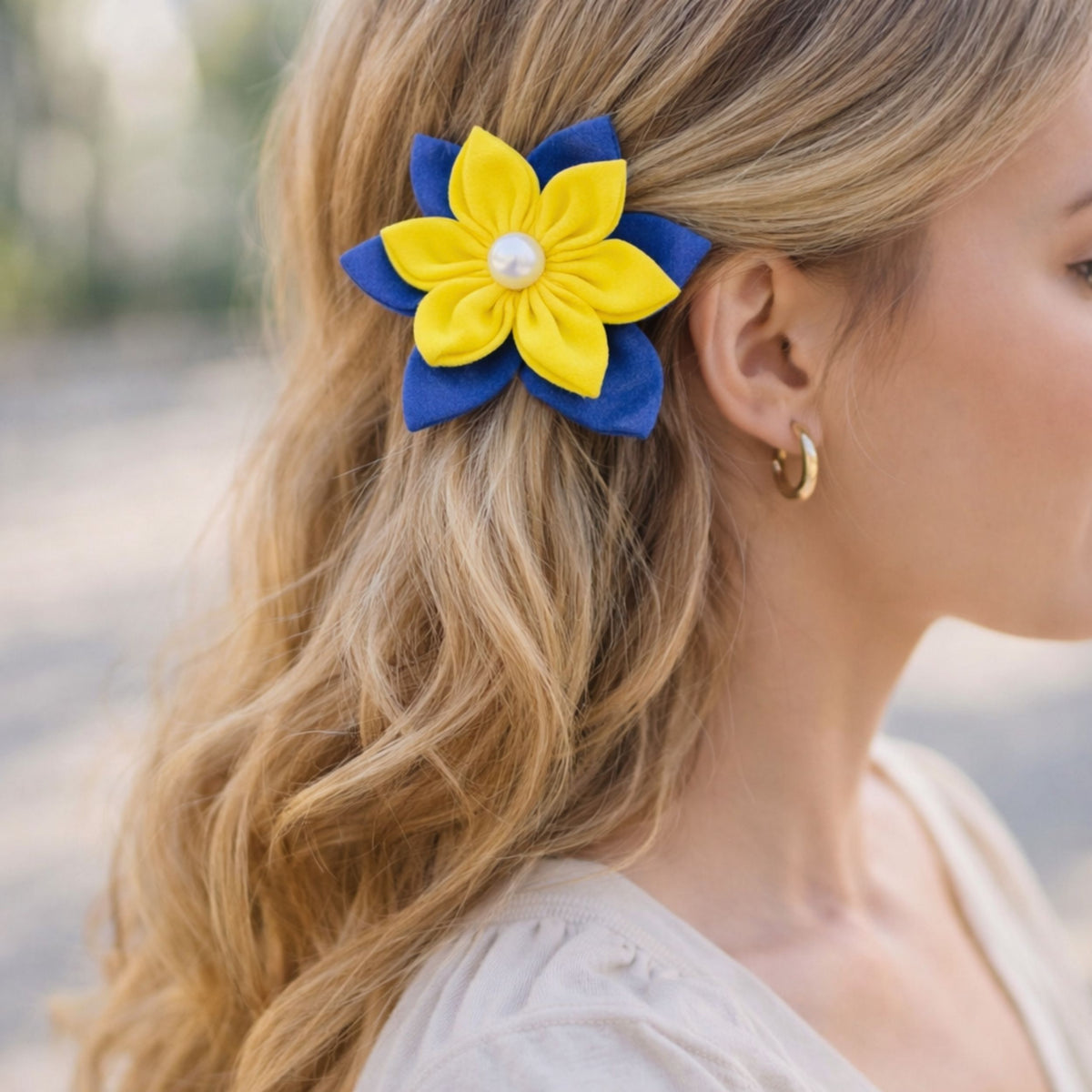 Fabric Flower Hair Clip Pattern PDF Layered Petal Hair Bow Template Handmade Hair Accessory Tutorial