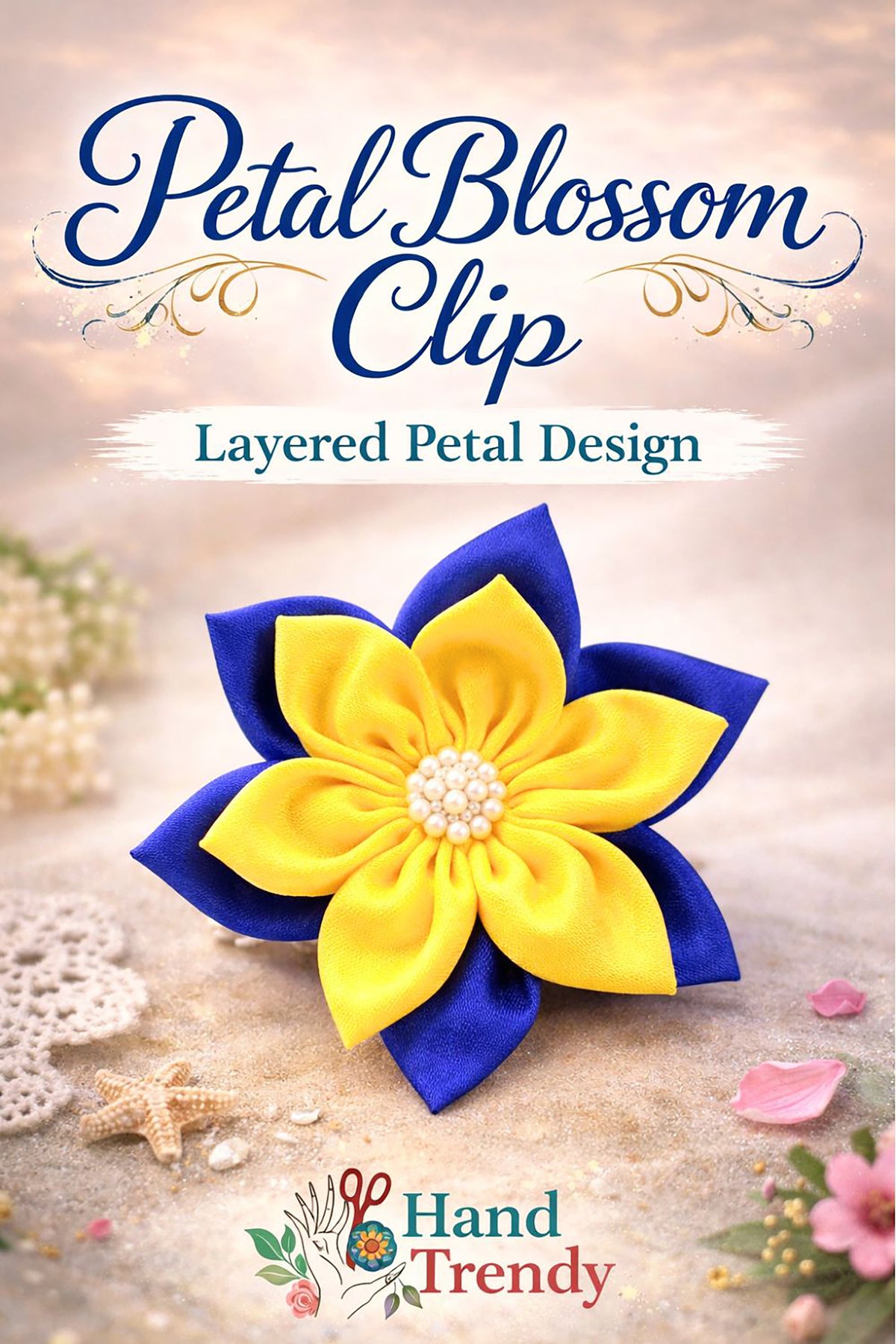 Fabric Flower Hair Clip Pattern PDF Layered Petal Hair Bow Template Handmade Hair Accessory Tutorial