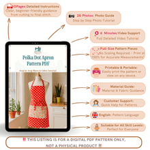 Apron Sewing Pattern PDF With Pocket And Waist Tie For Home Kitchen Use - Hand Trendy