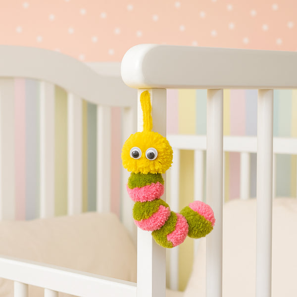 Pom Pom Caterpillar Keychain Pattern, Cute Yarn Bug Charm Tutorial