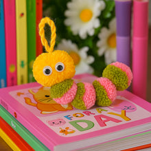 Pom Pom Caterpillar Keychain Pattern, Cute Yarn Bug Charm Tutorial