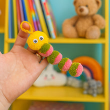 Pom Pom Caterpillar Keychain Pattern, Cute Yarn Bug Charm Tutorial