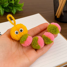 Pom Pom Caterpillar Keychain Pattern, Cute Yarn Bug Charm Tutorial