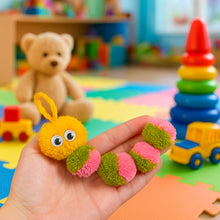 Pom Pom Caterpillar Keychain Pattern, Cute Yarn Bug Charm Tutorial