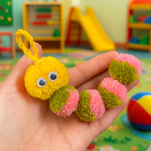 Pom Pom Caterpillar Keychain Pattern, Cute Yarn Bug Charm Tutorial