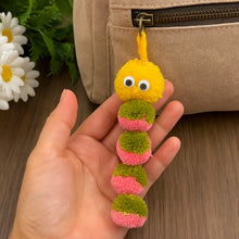 Pom Pom Caterpillar Keychain Pattern, Cute Yarn Bug Charm Tutorial