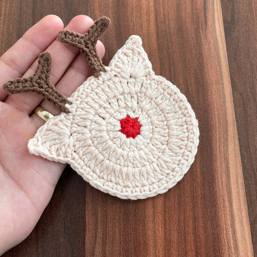 Reindeer Coaster Crochet Pattern Mug Coaster Design For Festive Table And Winter Home Decor
