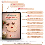Reindeer Coaster Crochet Pattern Mug Coaster Design For Festive Table And Winter Home Decor