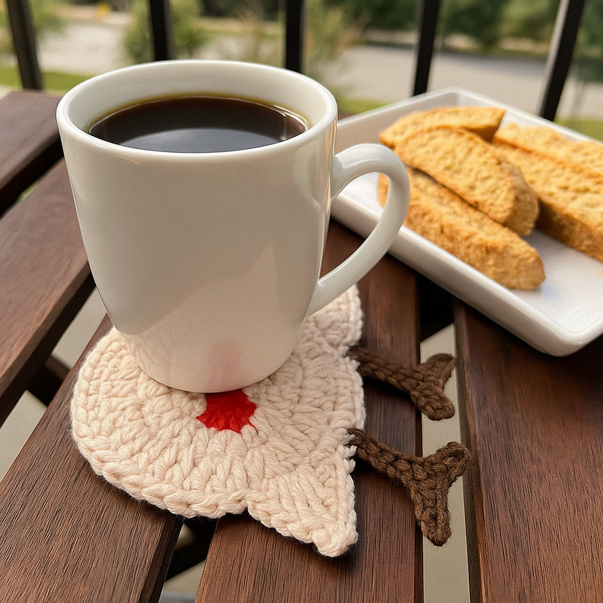 Reindeer Coaster Crochet Pattern Mug Coaster Design For Festive Table And Winter Home Decor