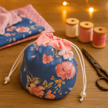 Round Drawstring Pouch Sewing Pattern – Floral Cosmetic Bag PDF Tutorial - Hand Trendy