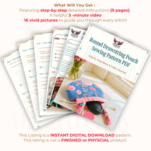 Round Drawstring Pouch Sewing Pattern – Floral Cosmetic Bag PDF Tutorial - Hand Trendy